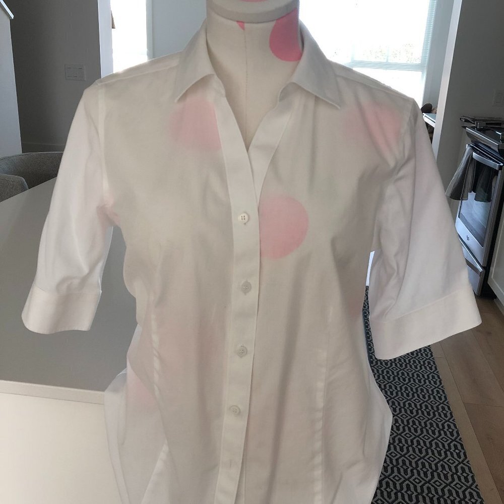Talbots Button Down Non-Iron Fitted Cotton Shirt White Size 4